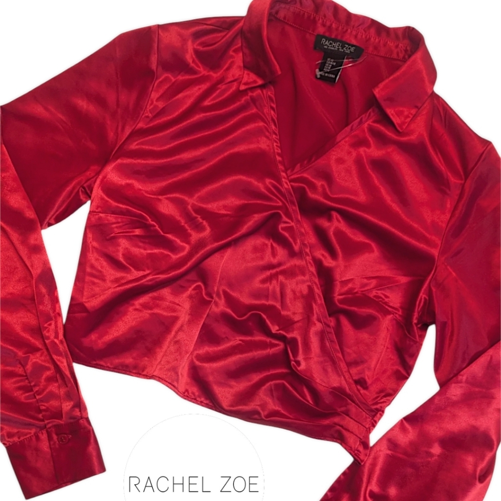 NWT Rachel Zoe - Stunning Satin Look Cropped Button Down Blouse